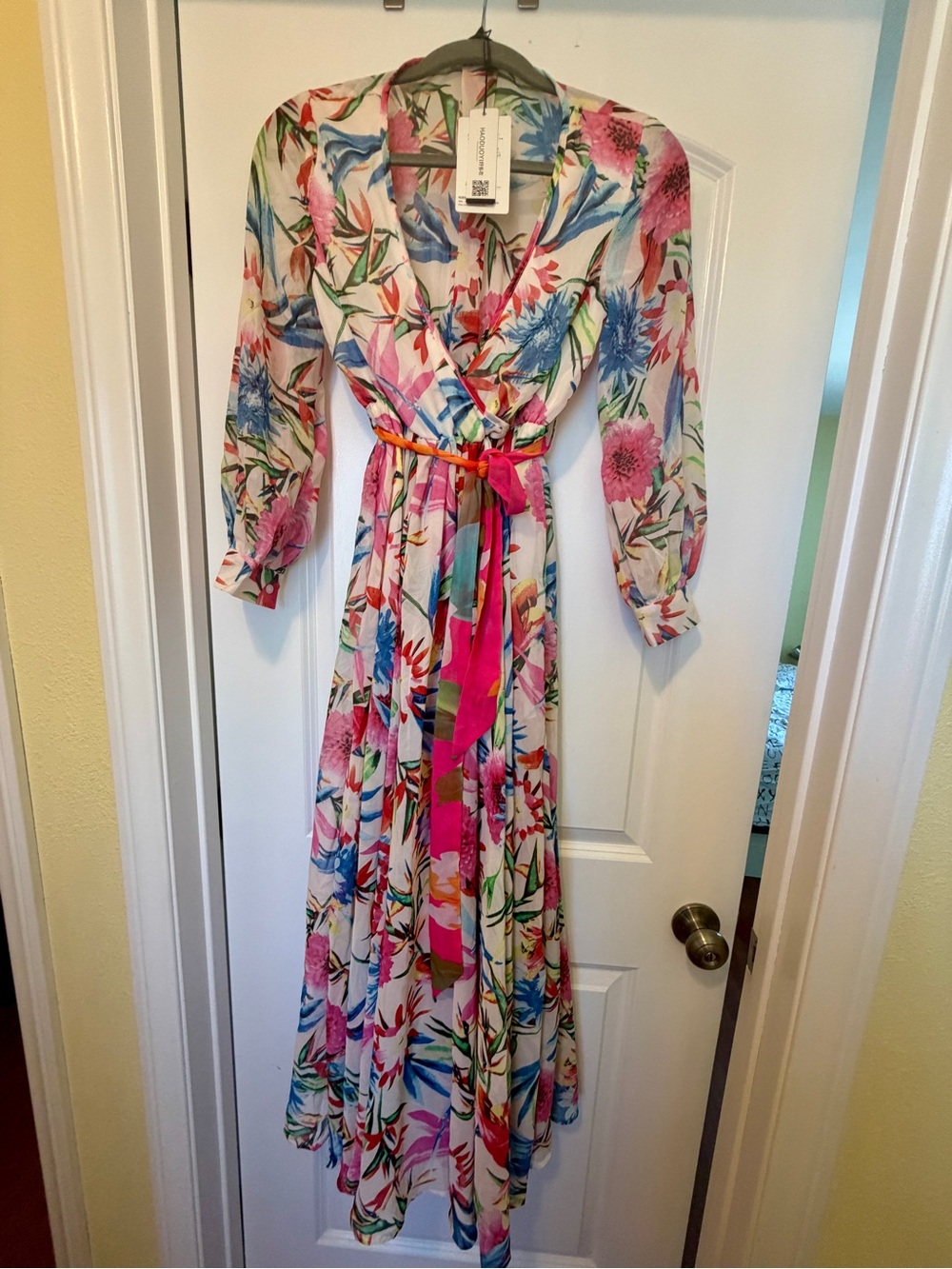 Tropical Floral Maxi Wrap Dress in Multicolor